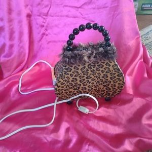 Leopard print purse lamp